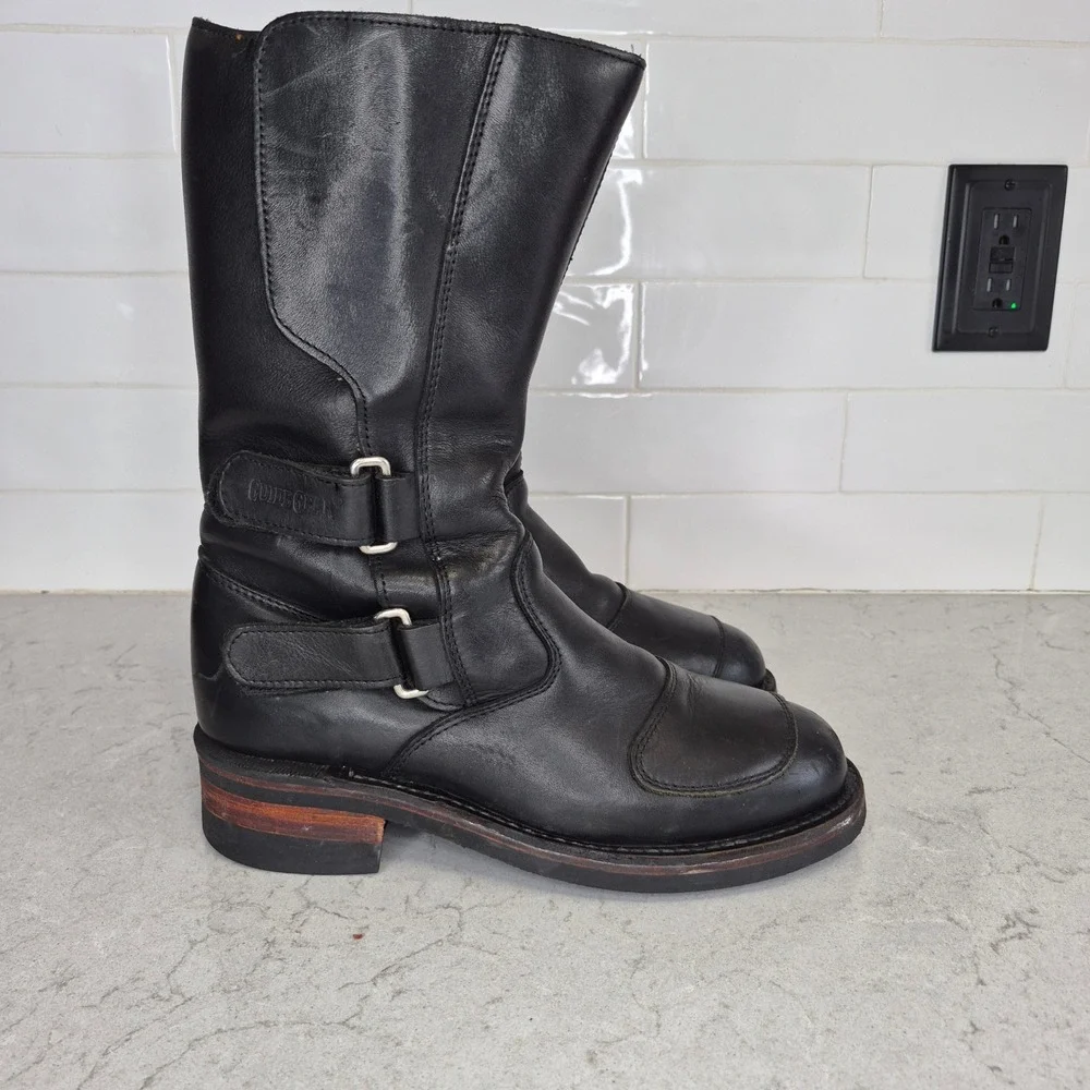 Guide‎ Gear Motorcycle Boots Leather Biker Buckle 8M Black Mens
